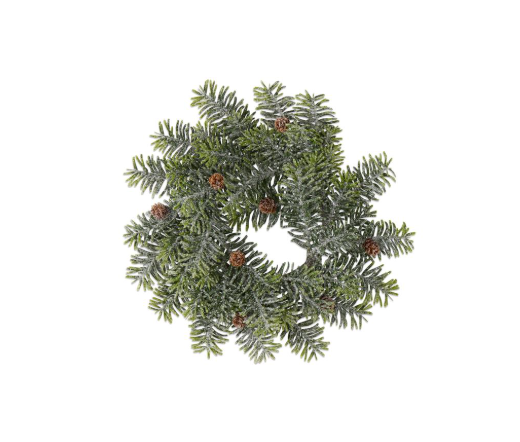 Frosted Hemlock w/ Pinecones Candle Wreath