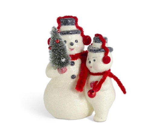 Glittered Snowman with Red Earmuffs