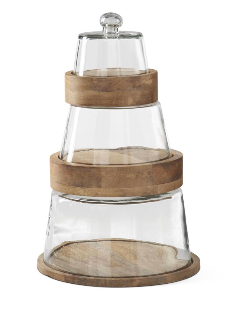 Stackable Natural Wood Cake Plate