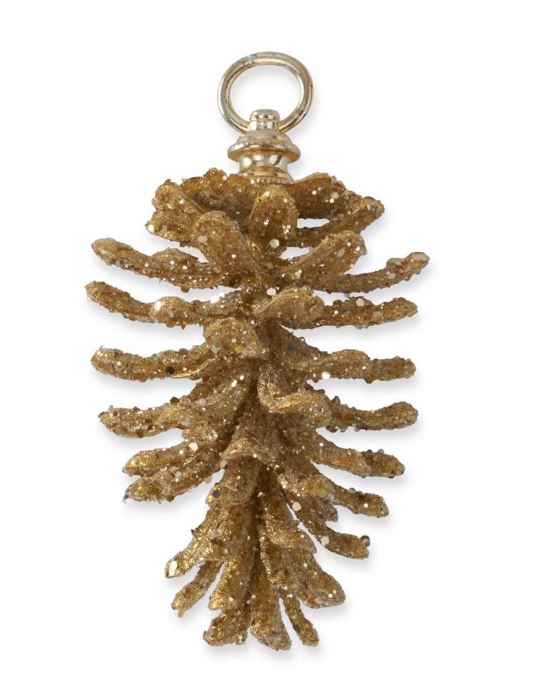 Gold Glittered Pinecone Ornament 6.75"