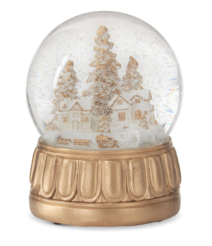 Gold Winter Scene Snowglobe 7.75"
