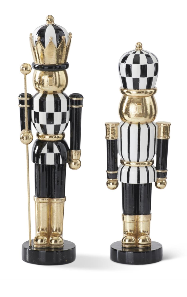 Black & White Checkered Nutcracker Gold