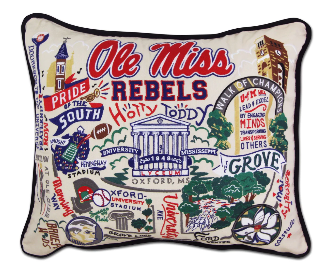 Ole Miss Collegiate Embroidered Pillow