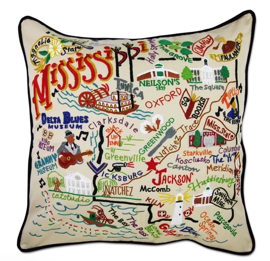 Mississippi Embroidered Pillow