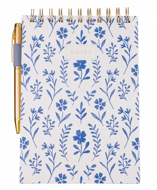 Blue Steno Pad with Gold Pen