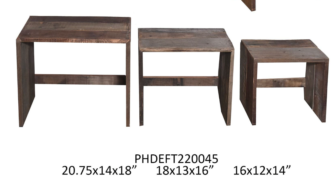Three Stacked Primitive Wood Tables