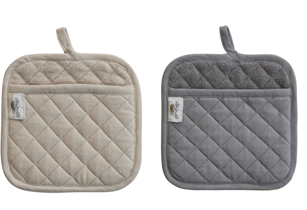 Woven Cotton Quilted Terry Cloth Pot Holder
