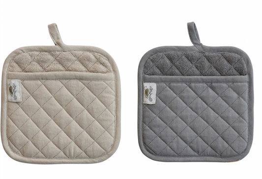 Woven Cotton Quilted Terry Cloth Pot Holder
