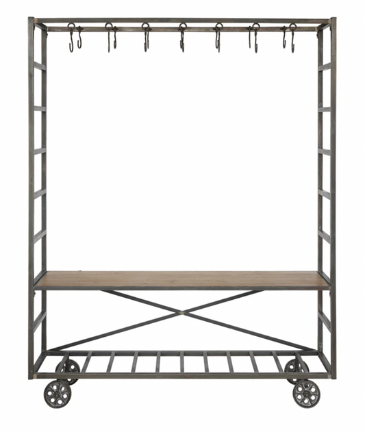 Metal Cart and Bench with Hooks