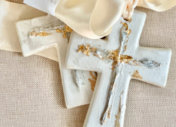 Cross Painted Ceramic Ornament