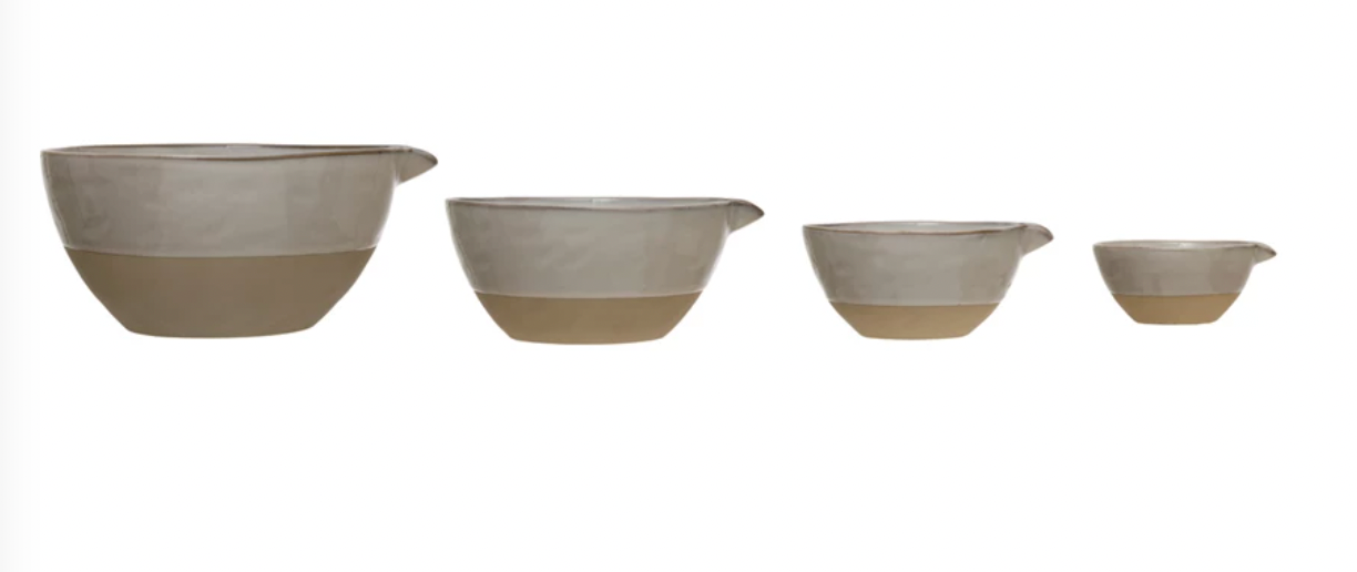 Stoneware Batter Bowl with Glaze, Set of 4