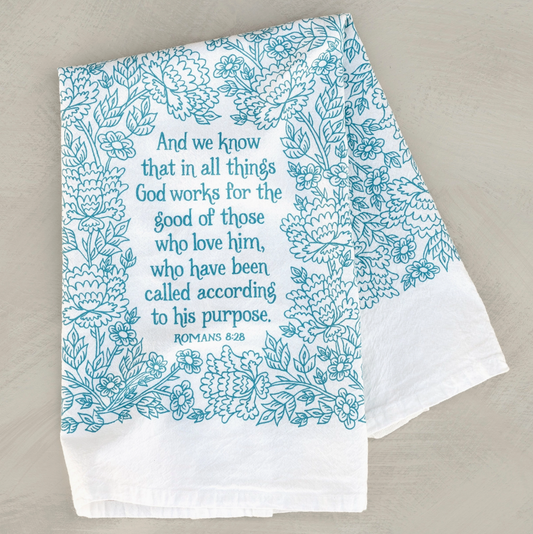 Romans 8:28 Tea Towel