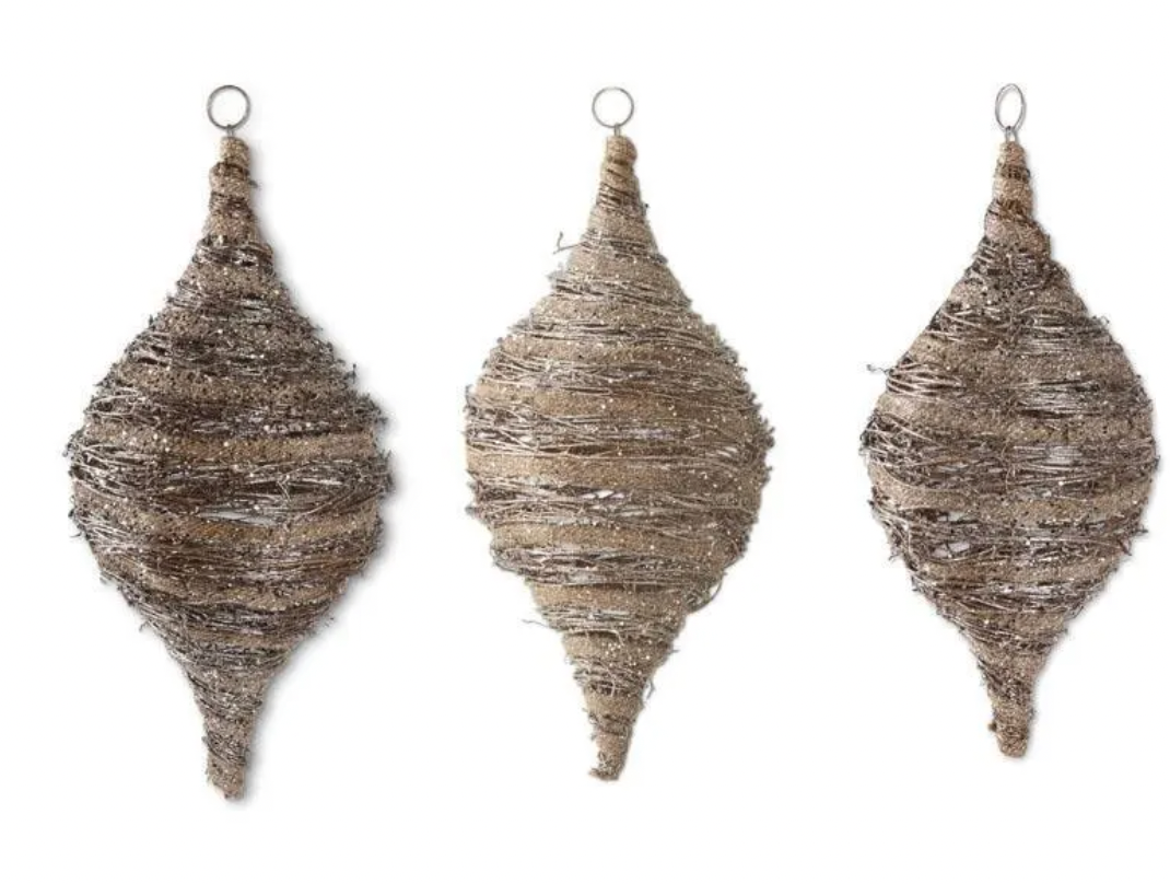 Glittered Rattan & Sisal Teardrop