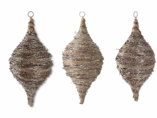 Glittered Rattan & Sisal Teardrop