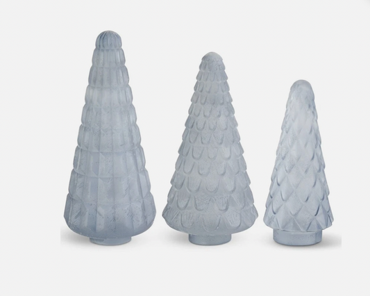 Embossed Frosted Light Blue Glass Trees
