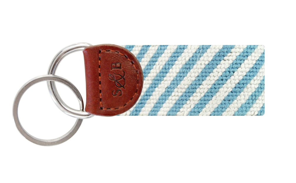 Blue Seersucker Key Fob