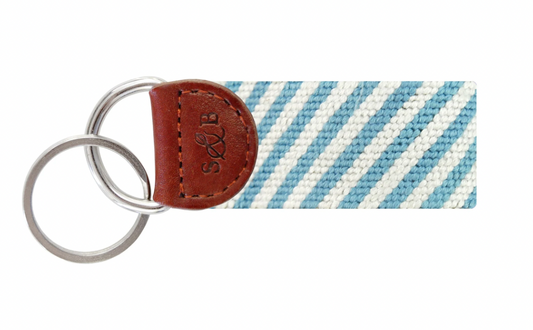 Blue Seersucker Key Fob