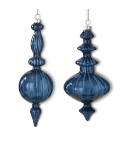 Dark Blue Finial Glass Ornament