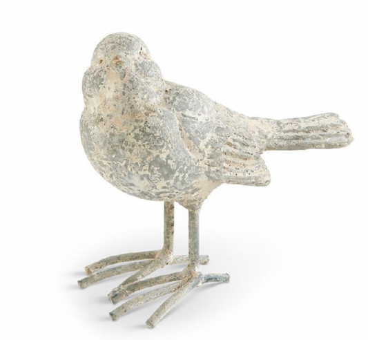 4" Distressed Gray Resin Bird w/Metal Legs