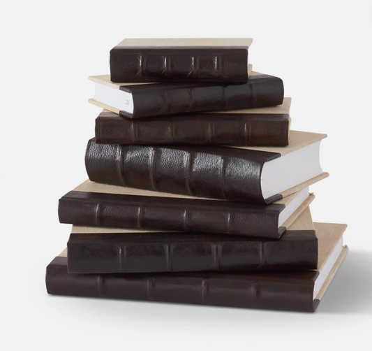 Vintage Cotton Journals with Brown Leather Spine