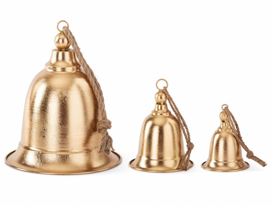 Gold Metal Dome Bells w/Rope Hangar