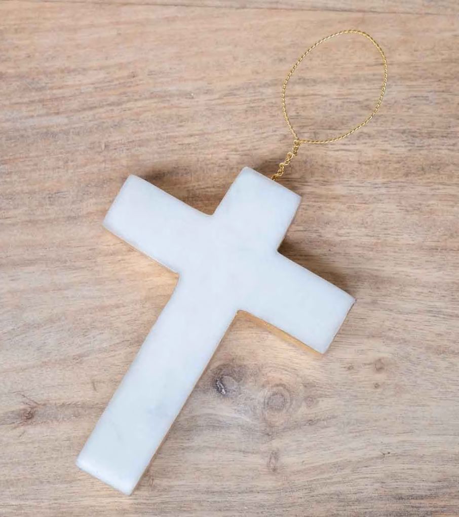 Cross Marble Ornament