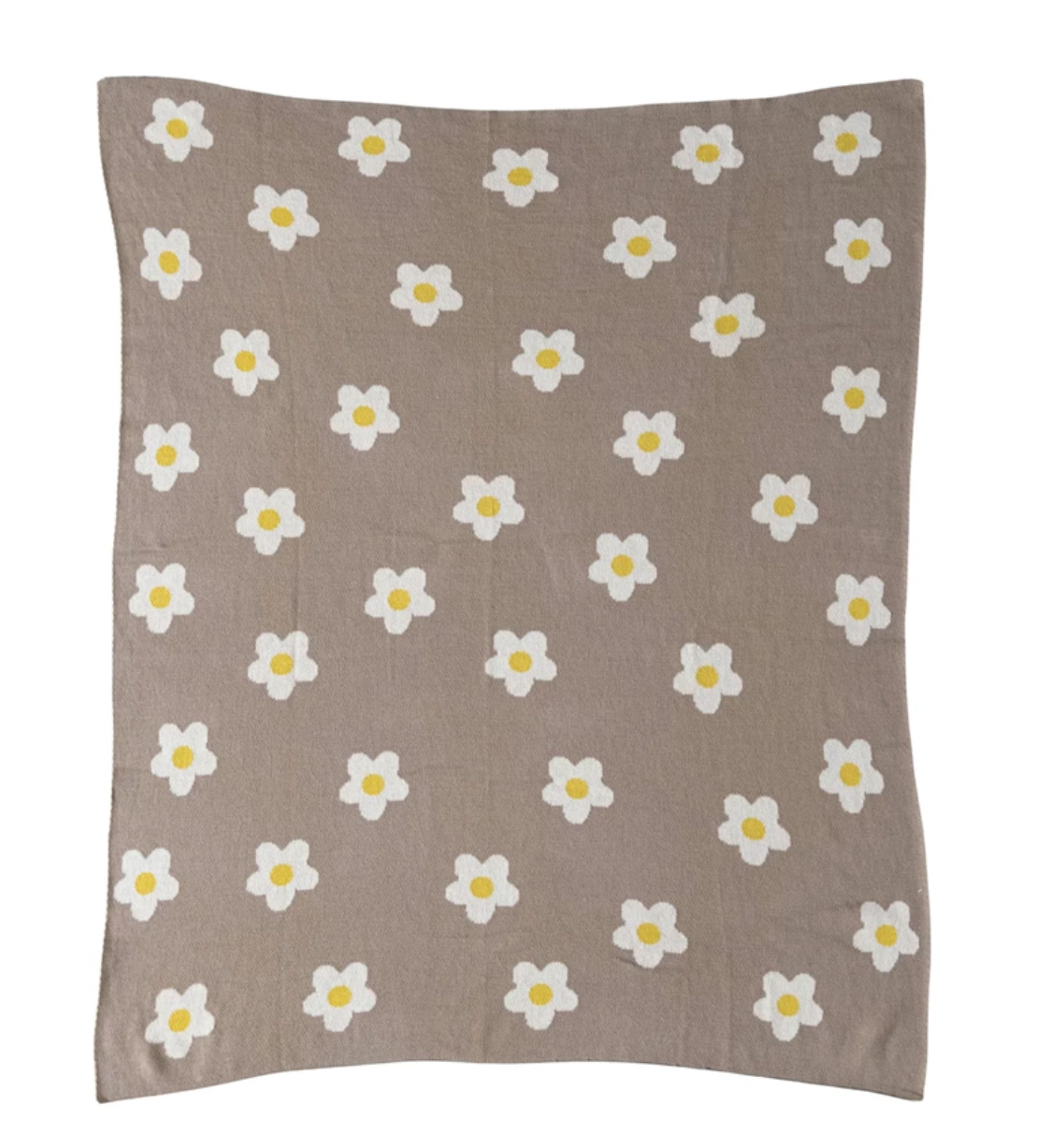 Cotton Knit Baby Blanket- Flowers
