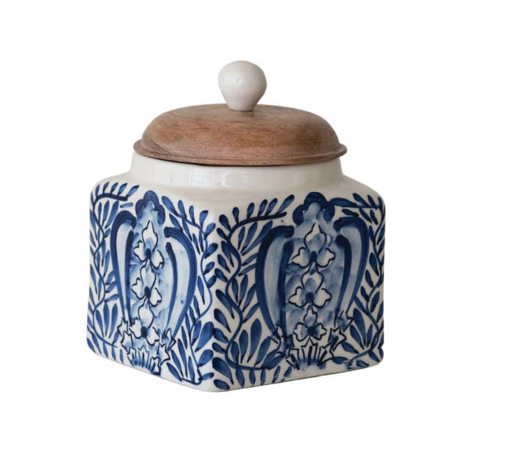 Stoneware Canister w/ Lid & Spoon