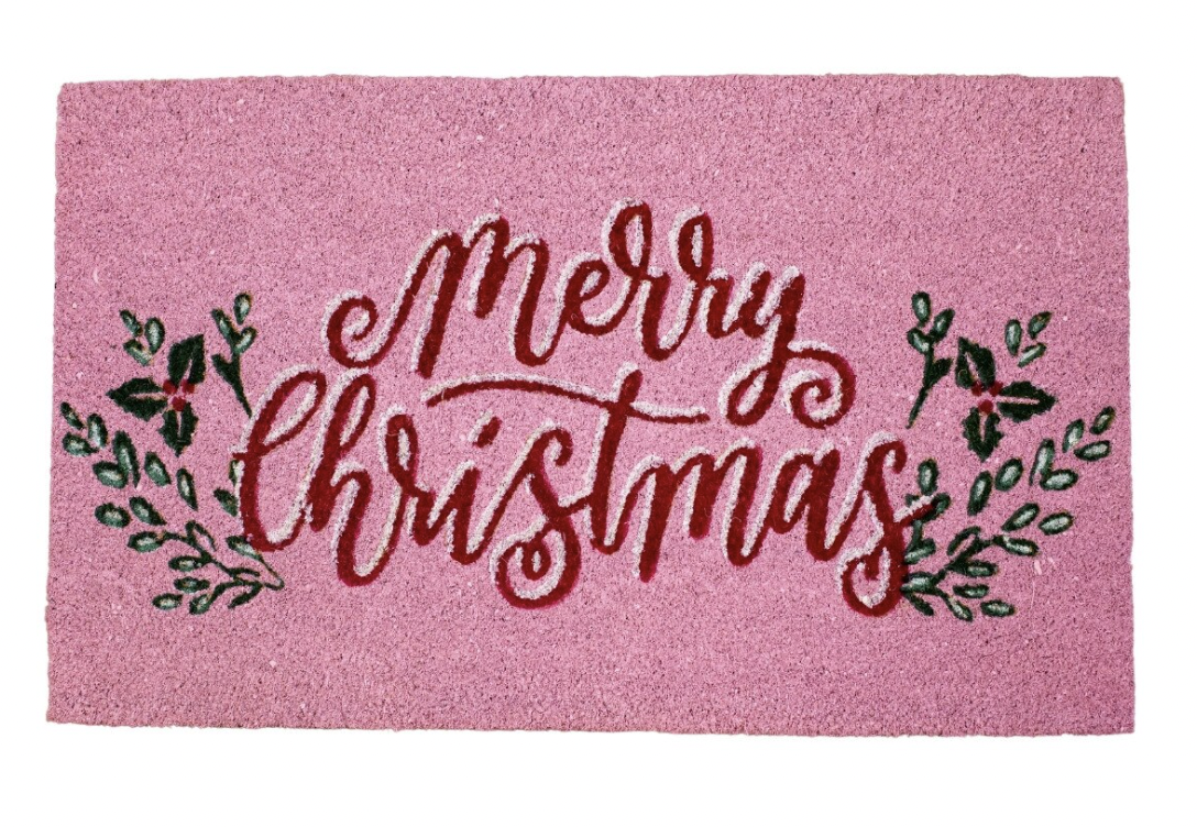 Pink Merry Christmas Doormat