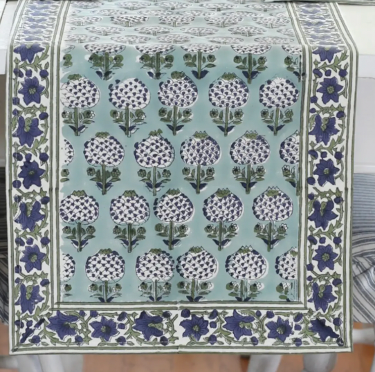 Block Printed Table Runners 14" x 90"