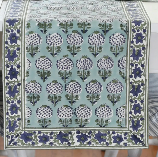 Block Printed Table Runners 14" x 90"
