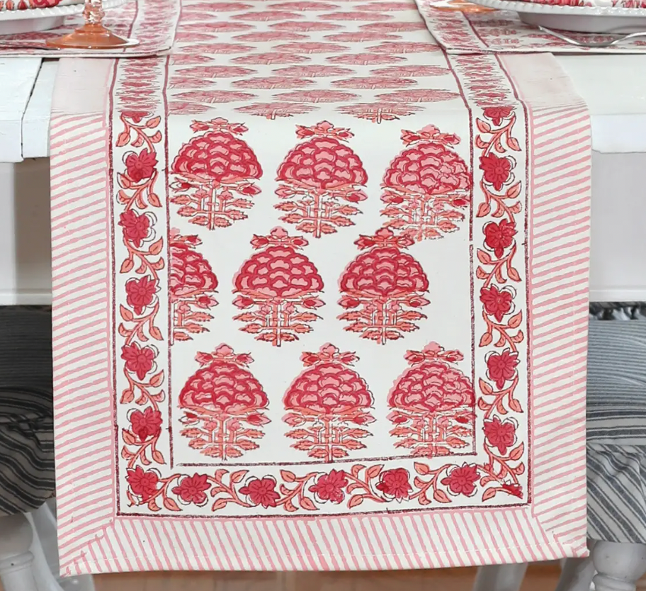 Block Printed Table Runners 14" x 90"