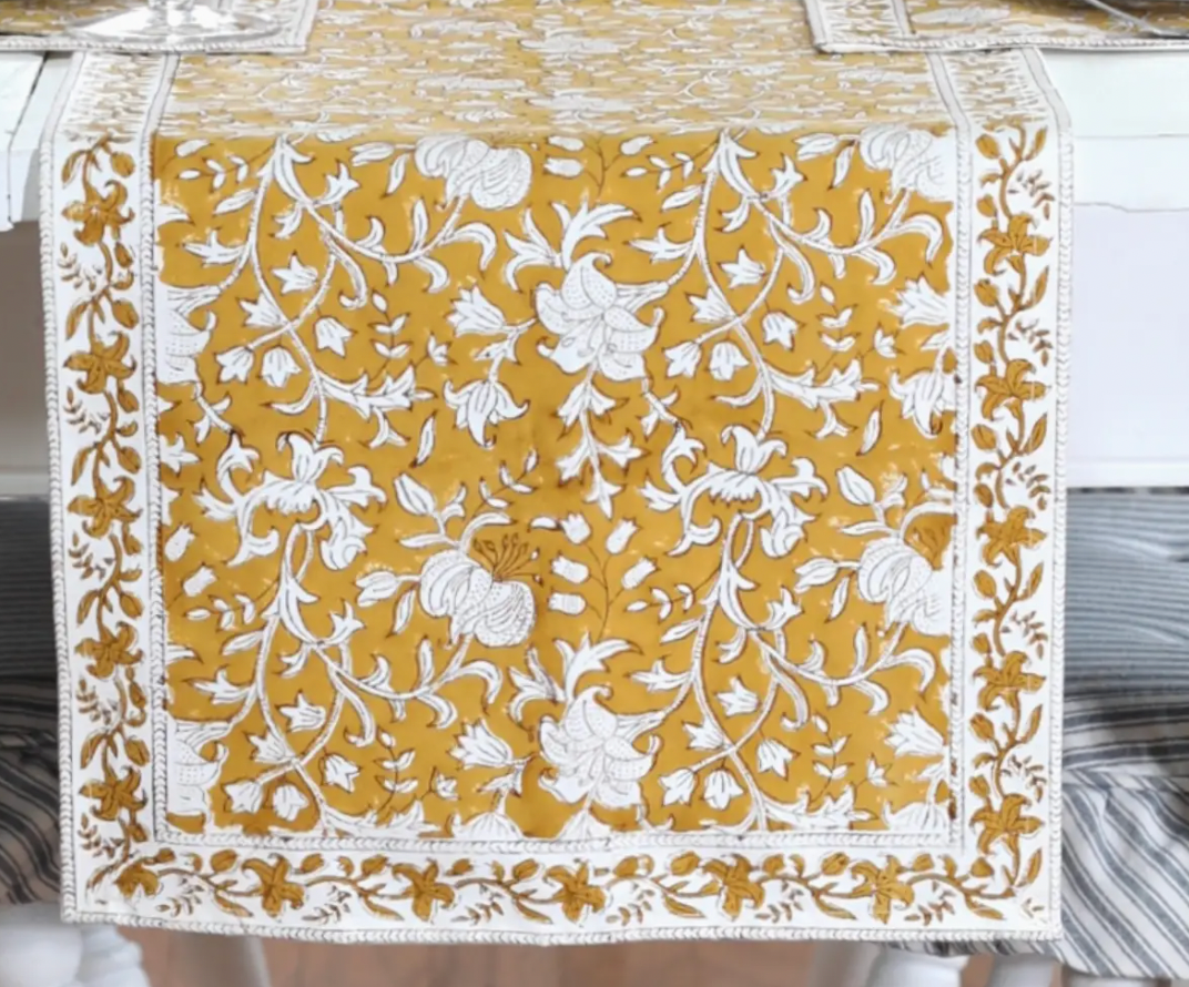 Block Printed Table Runners 14" x 90"