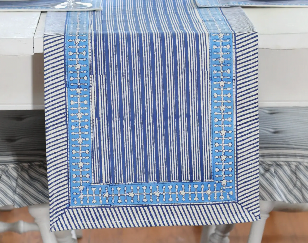 Block Printed Table Runners 14" x 92"