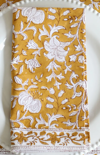 Block Printed Table Napkins Set of 4