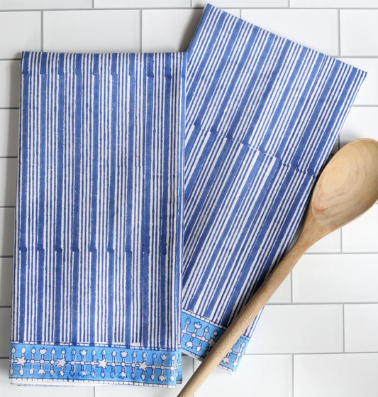 Block Printed Kitchen Towel- Breton