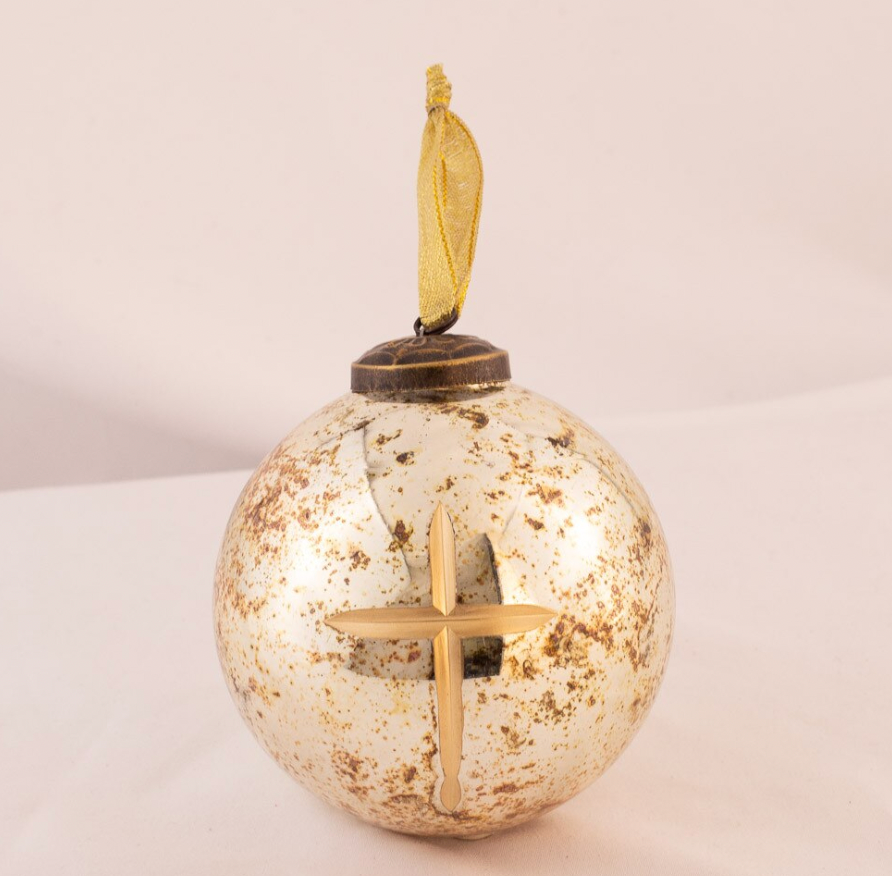 Cruix Glass Ball Ornament - Gold