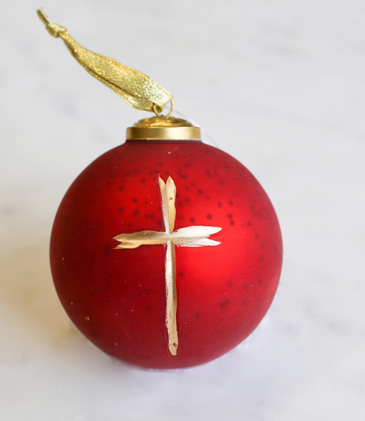 Cruix Glass Ball Ornament - Red