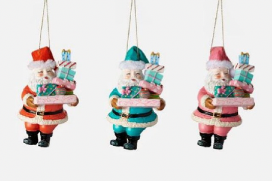 Santa with Gift Boxes Ornament