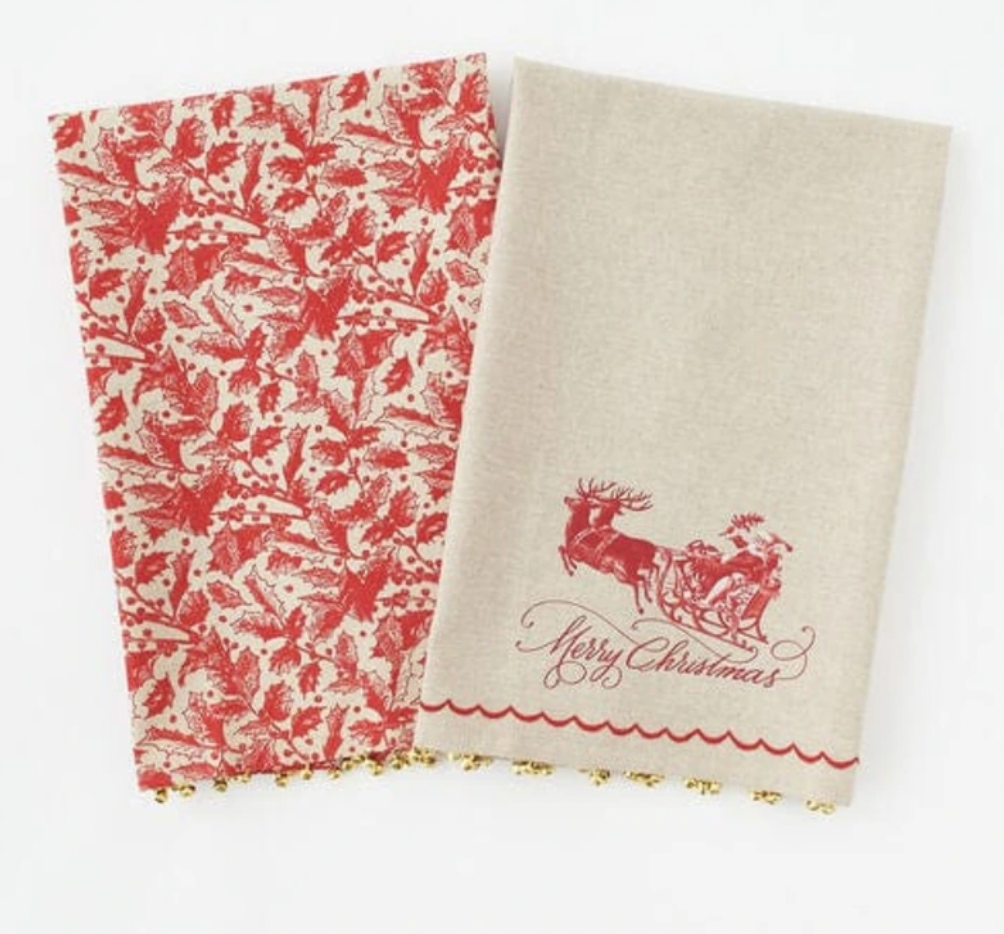 Yuletide Towel w/Brass Bells