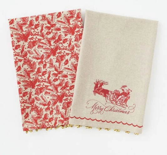 Yuletide Towel w/Brass Bells