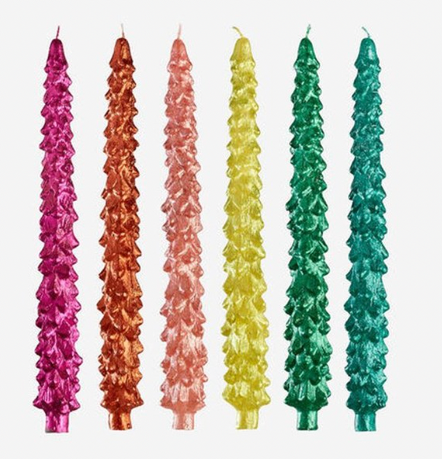 Metallic Tree Taper Candle 11.25"
