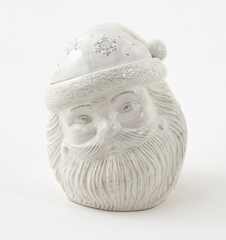 White Ceramic Santa Cookie Jar 10"