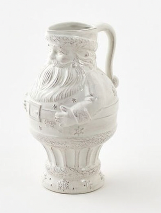 White Ceramic Santa Pitcher 12"