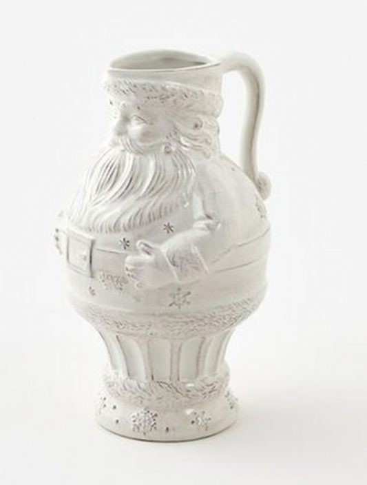 White Ceramic Santa Pitcher 12"