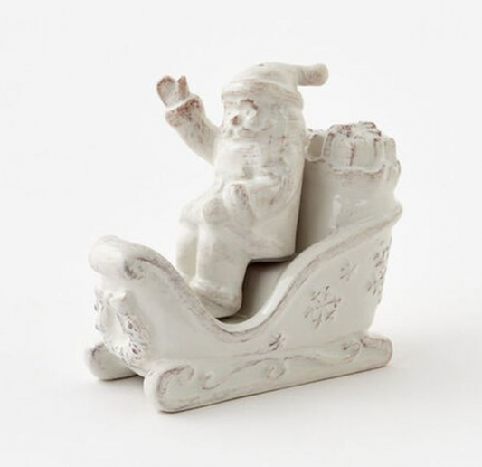 White Ceramic Santa Sleigh Salt & Pepper
