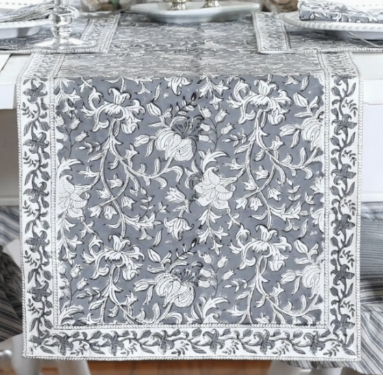 Block Printed Table Runners 14" x 90"