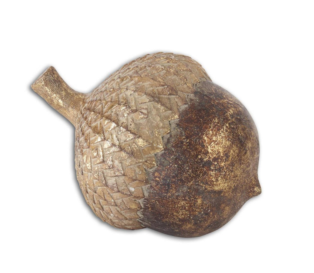 4.25" Gold Gilded Resin Acorn