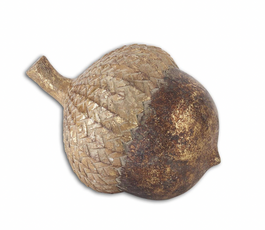 4.25" Gold Gilded Resin Acorn