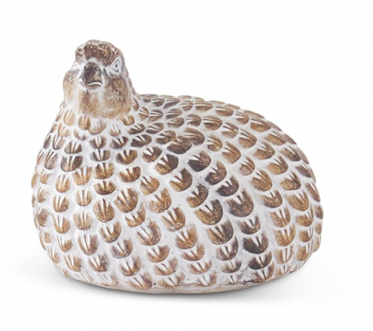 4.25" Tan Whitewashed Resin Quail